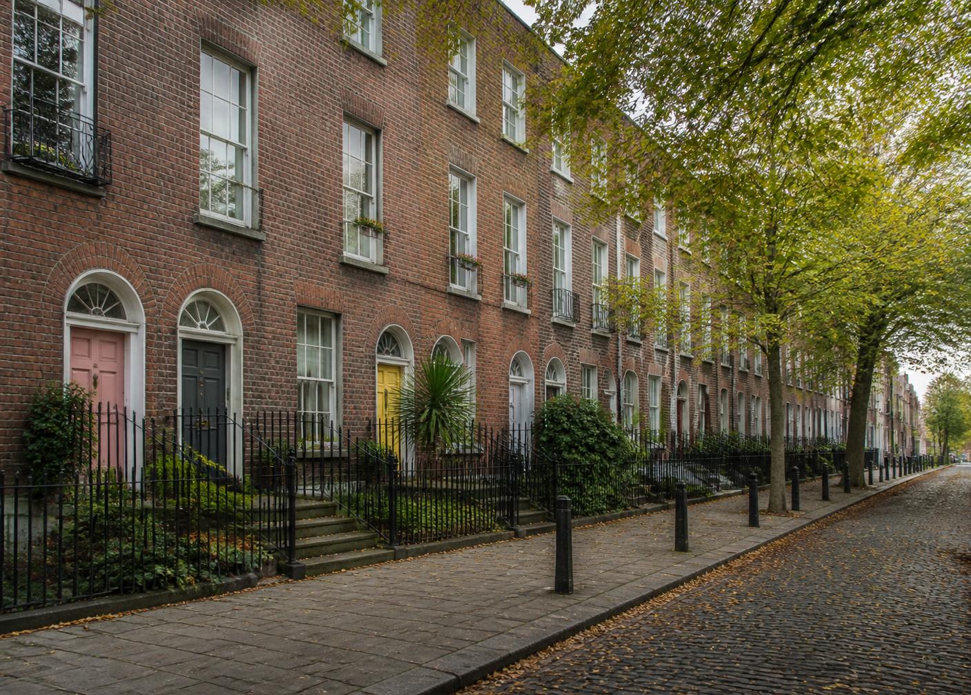 Georgian red-brick houses on a Dublin street
